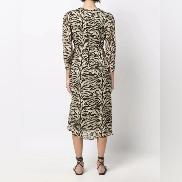 ba&sh Jacquard Midi Dress with Tiger Print Medium - Picture 3 of 9